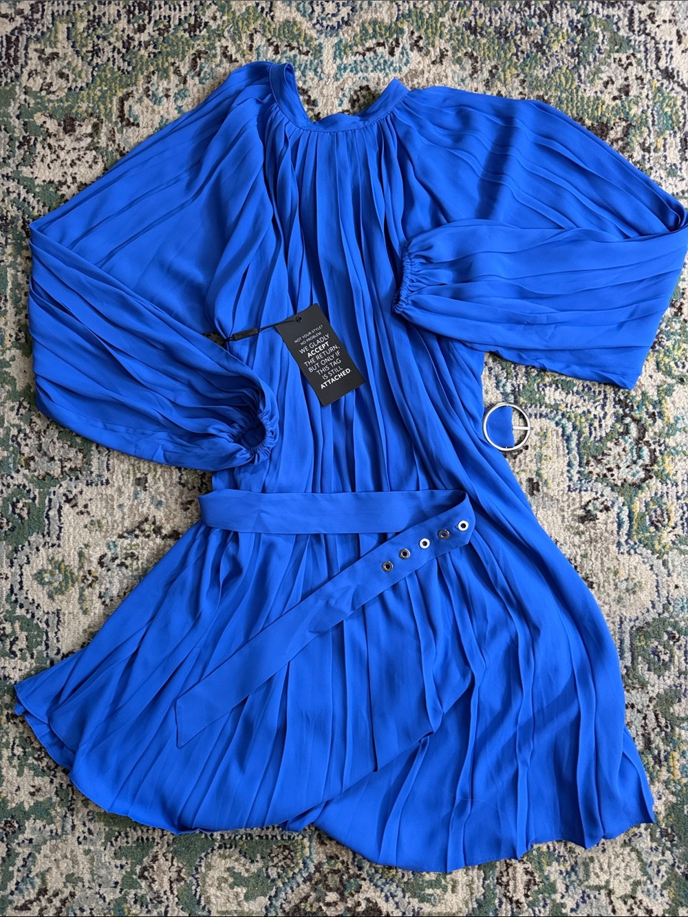 White House Black Market Cobalt Blue Pleated Dress NWT